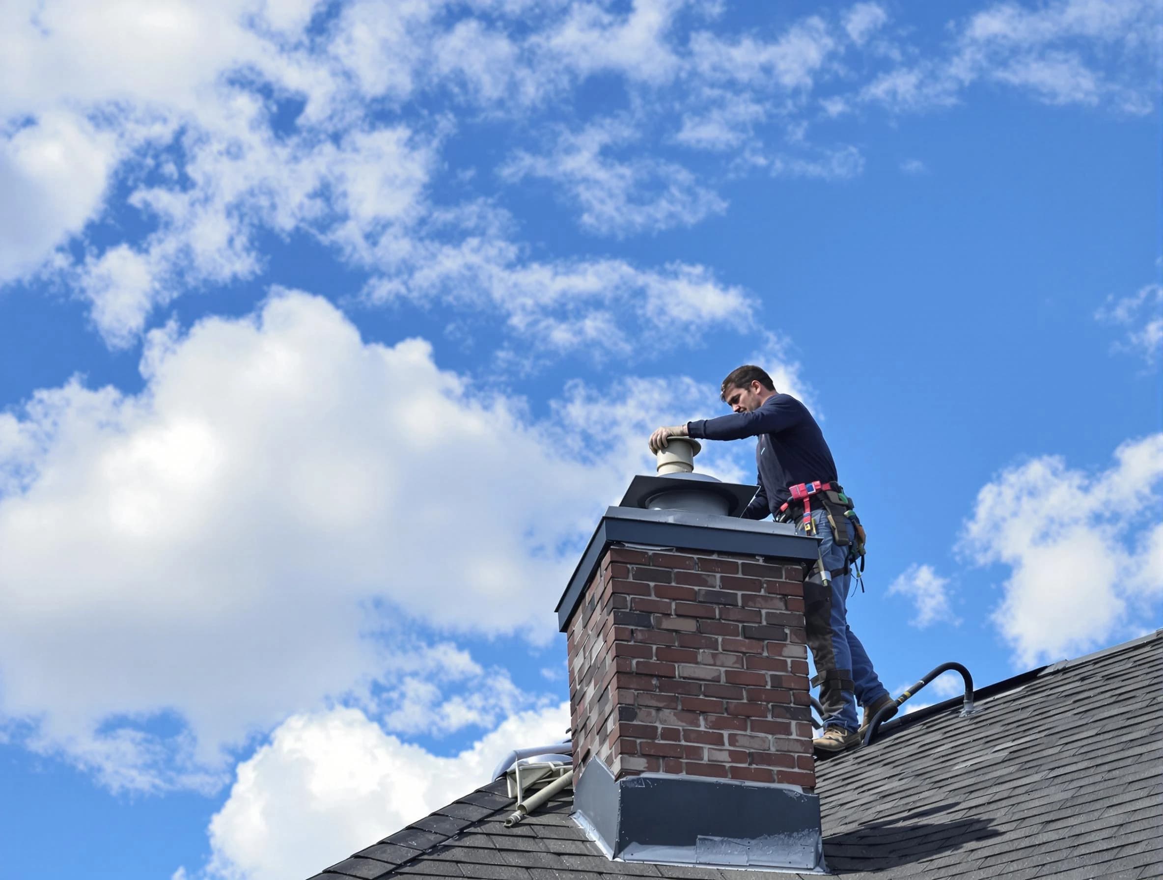 Linden Chimney Sweep installing a sturdy chimney cap in Linden, NJ