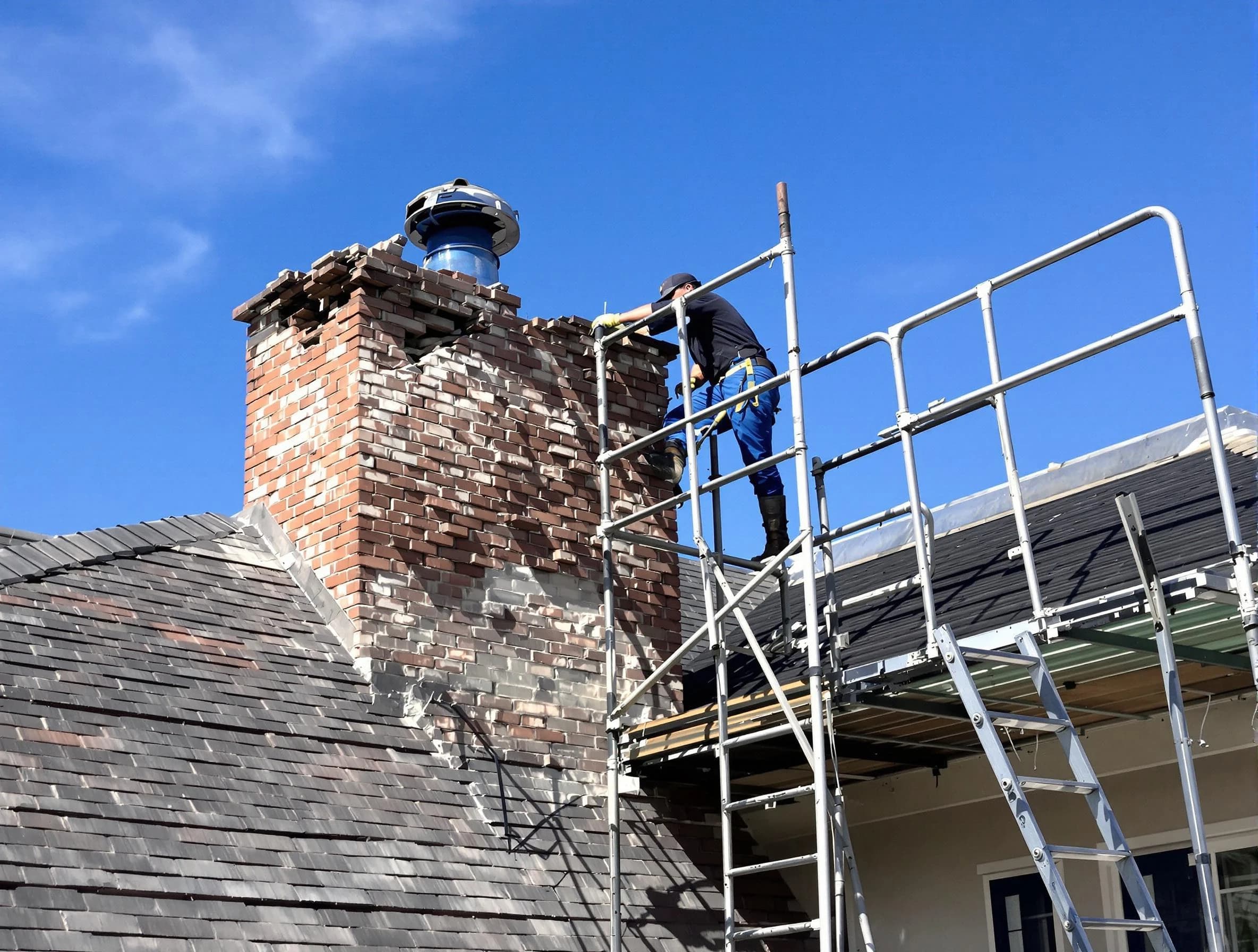 Rebuilding a chimney structure by Linden Chimney Sweep in Linden, NJ