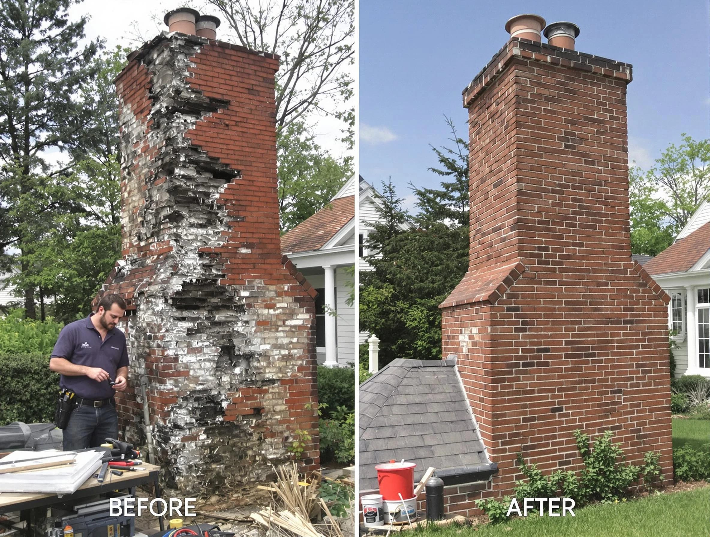 Linden Chimney Sweep performing a full chimney restoration in Linden, NJ