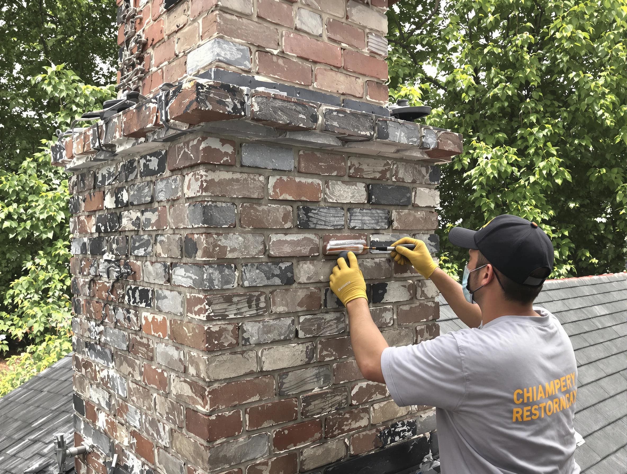 In-progress chimney restoration by Linden Chimney Sweep in Linden, NJ