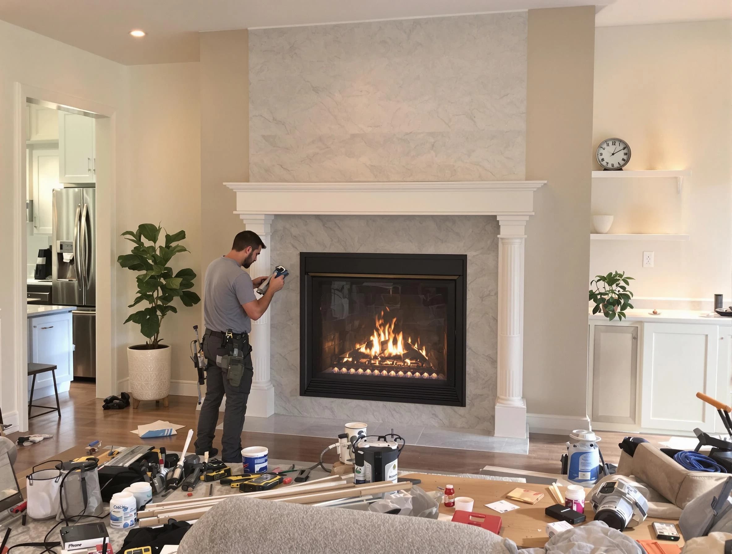 Newly installed fireplace by Linden Chimney Sweep in Linden, NJ