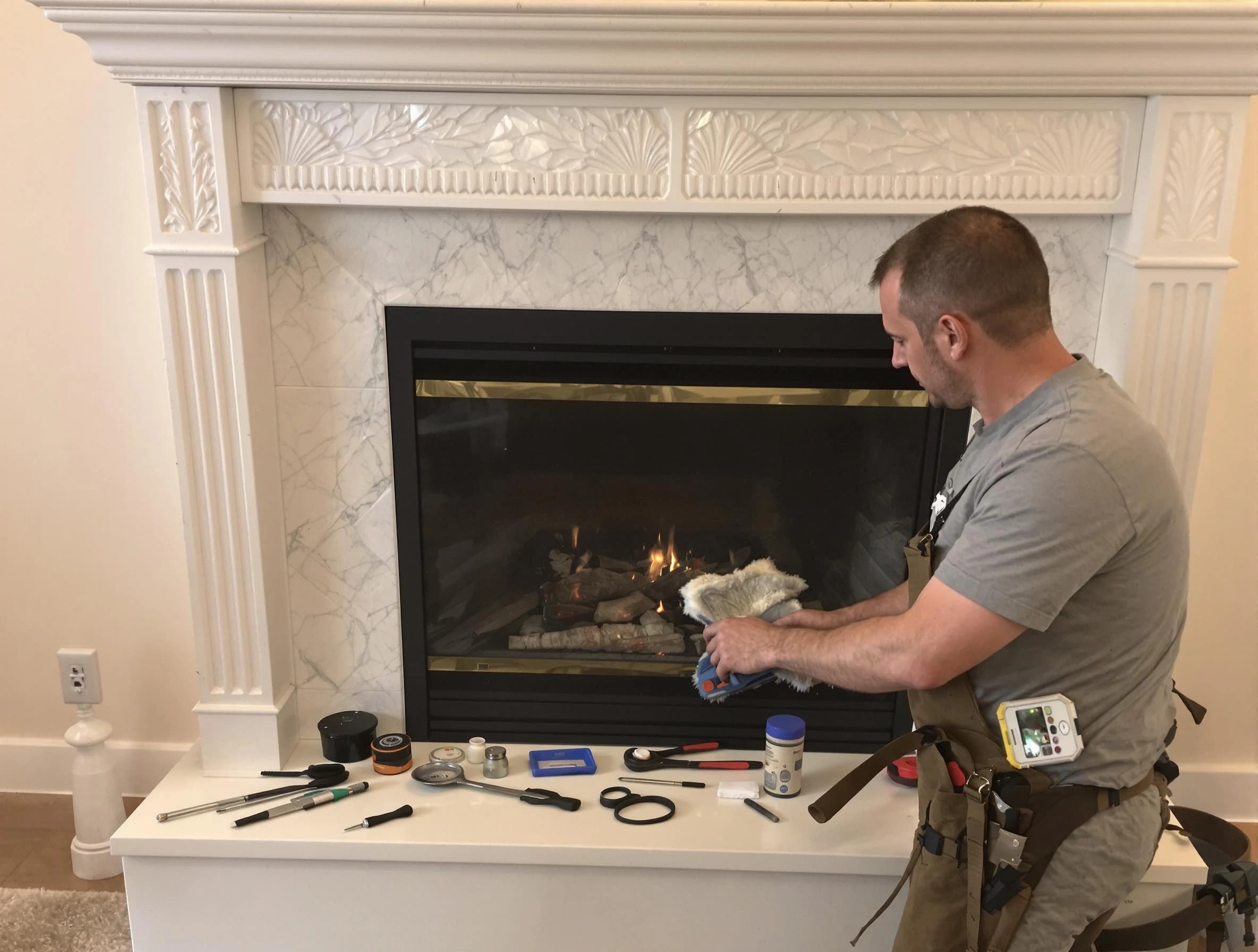 Linden Chimney Sweep performing fireplace maintenance in Linden, NJ