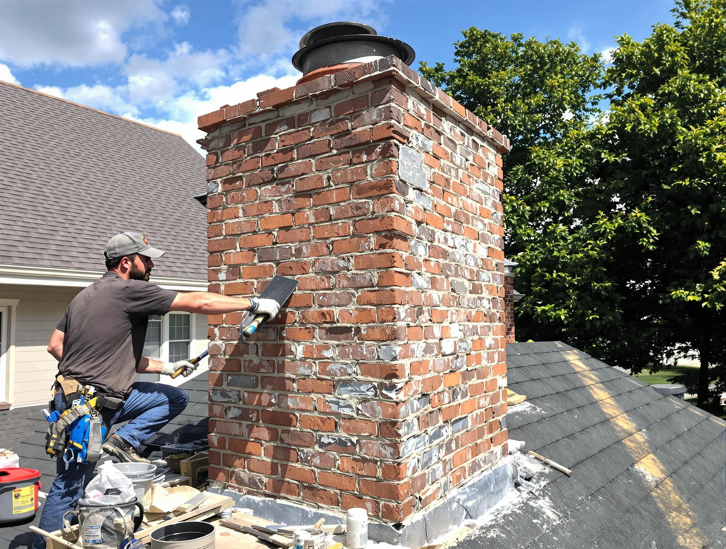 Completed chimney rebuild by Linden Chimney Sweep in Linden, NJ