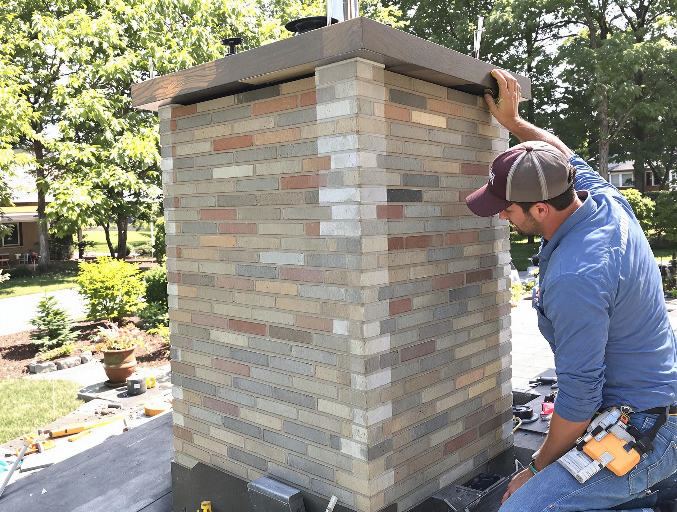 Linden Chimney Sweep completing a modern chimney remodel in Linden, NJ