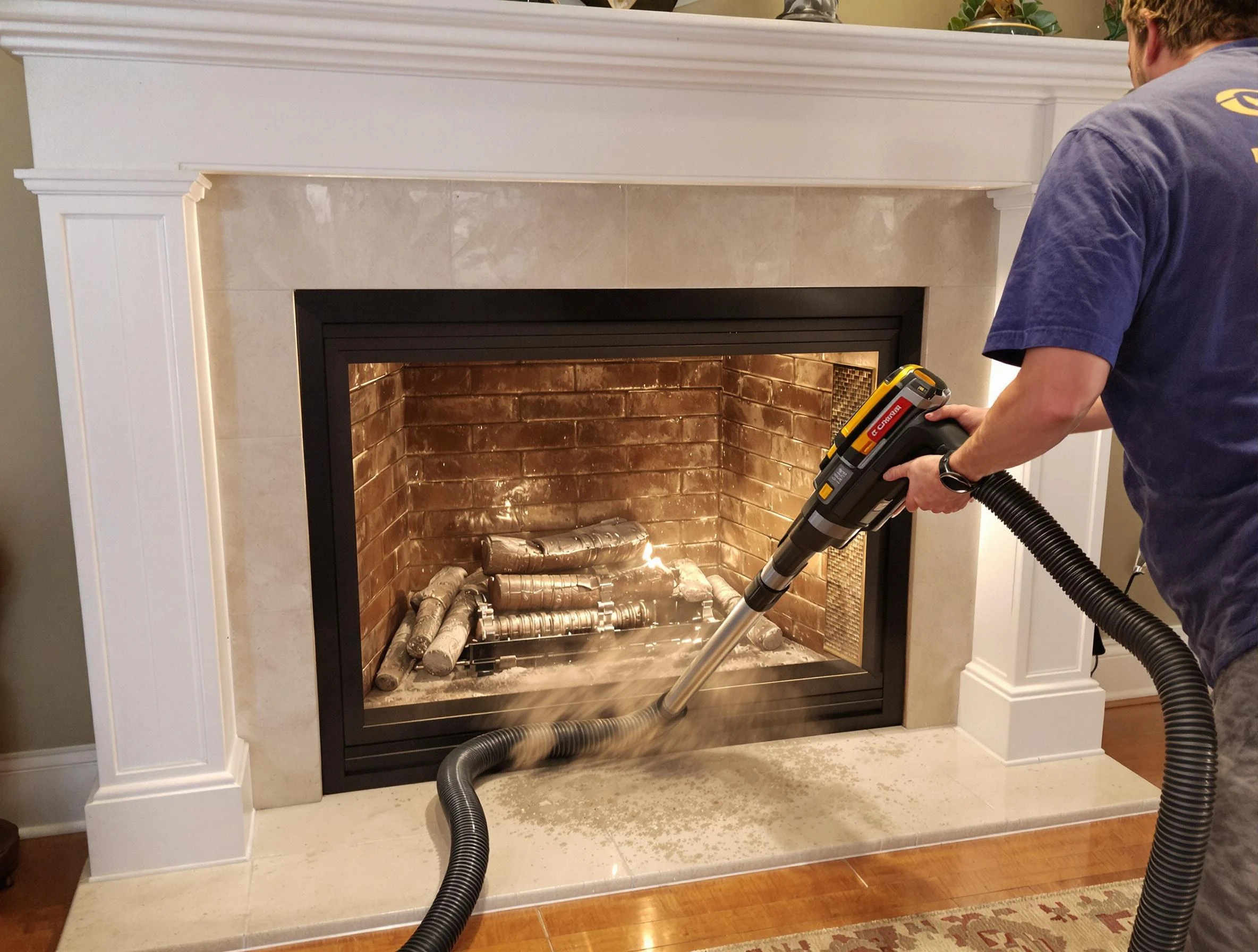Fireplace cleaning performed by Linden Chimney Sweep in Linden, NJ