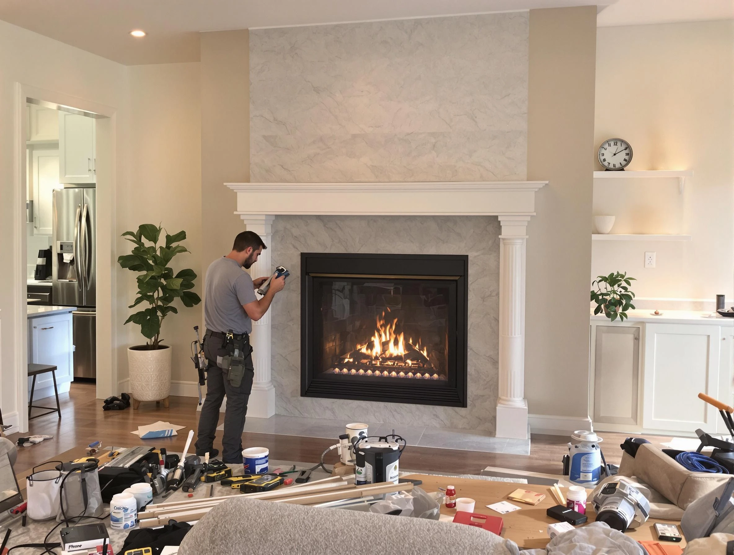 Newly installed fireplace by Linden Chimney Sweep in Linden, NJ